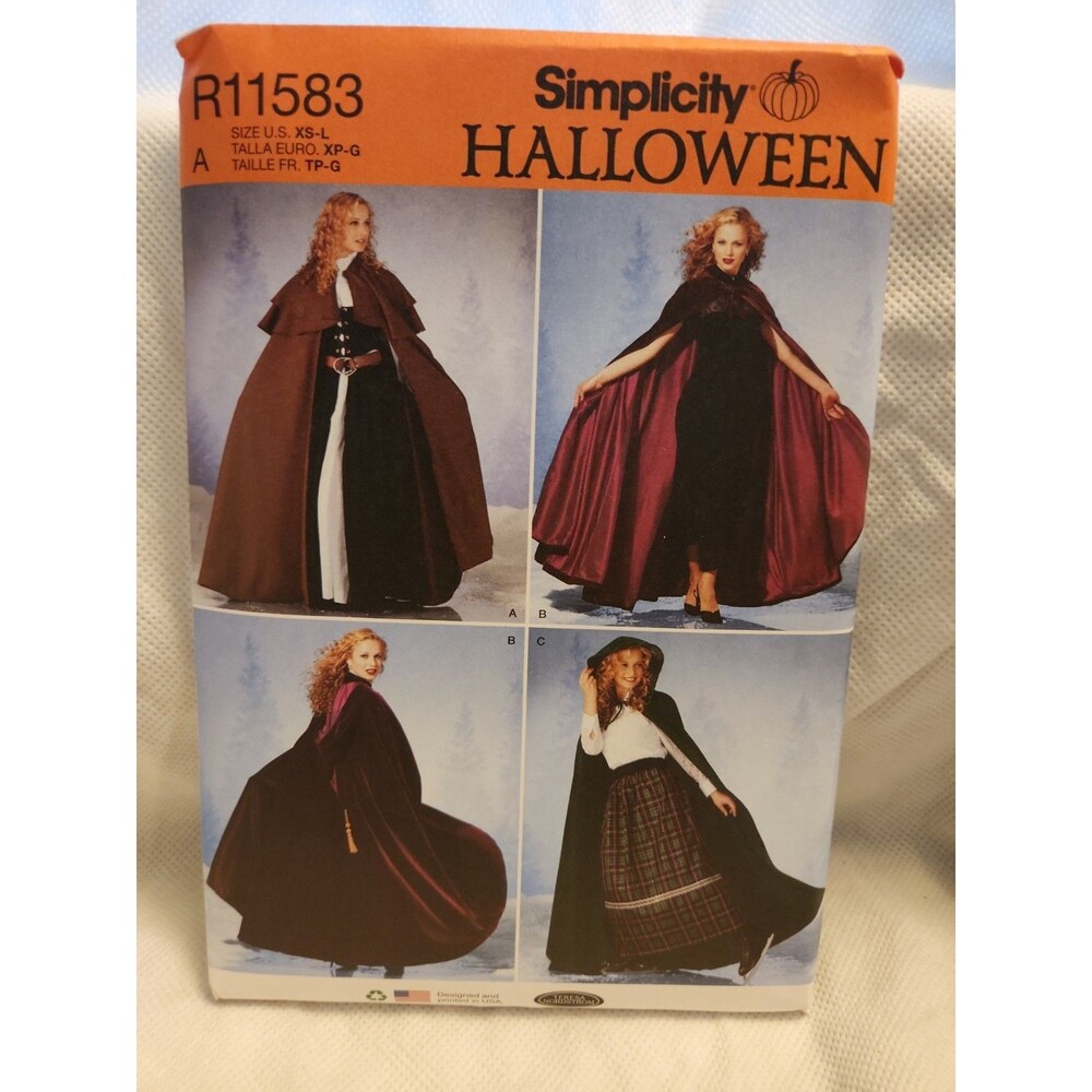 Simplicity PATTERNS ONLY!! R11583/5794Misses' Capes w/ Hoods Costumes Sz XS-L